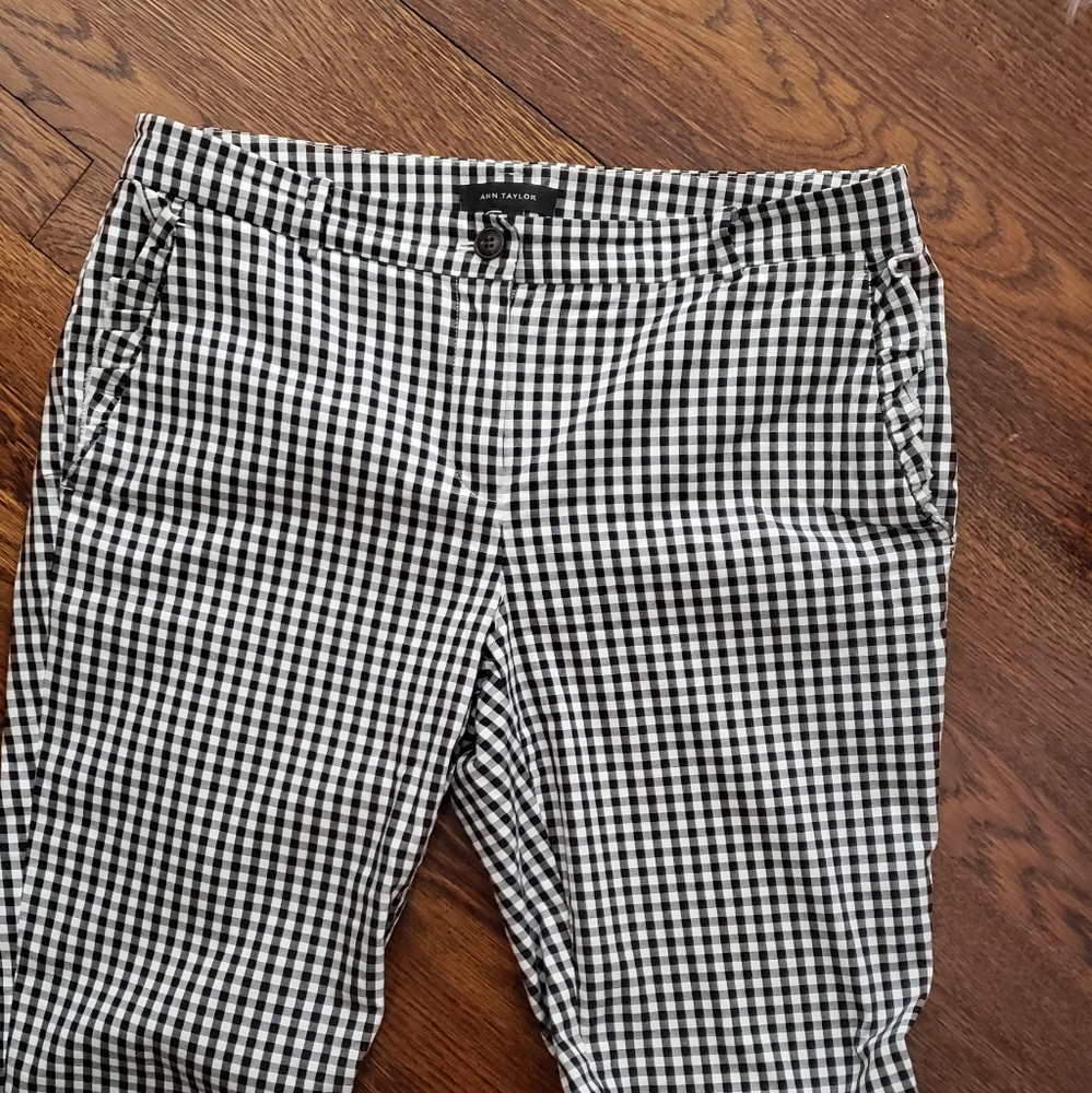 Ann Taylor Gingham Pant In Black And White - Picture 3 of 8